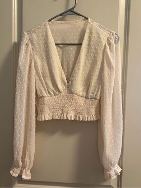 Polka dot smocked crop top